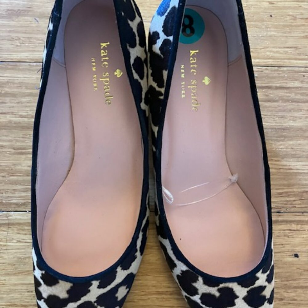 NEW Kate Spade Serene Fur Leopard Print Heels, Size 8M
